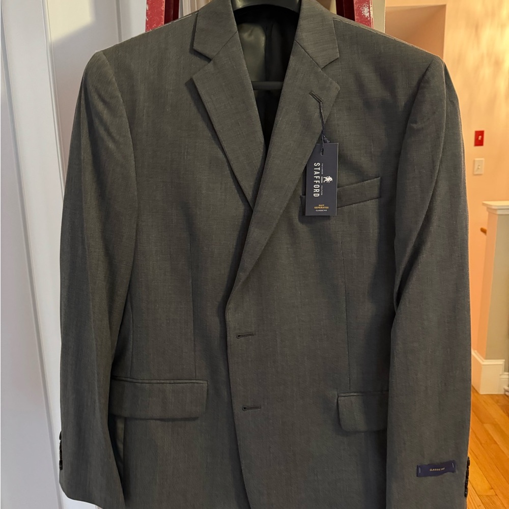 Brand new men’s sport/ dress blazer. Size 46 regular, color is gray. 100%.